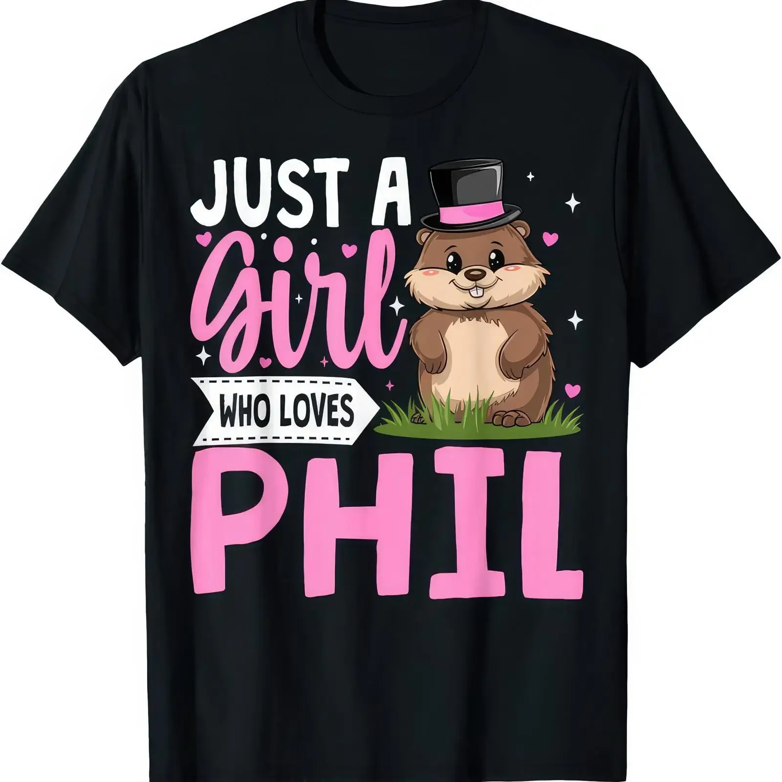 Just a Girl Who Loves Phil T Shirt Cute Groundhog Day Funny Animal Lover for Girls vintage Washed streetwear Casual Slightly