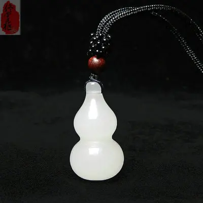 Natural Afghan White Jade Gourd Pendant For Men And Women