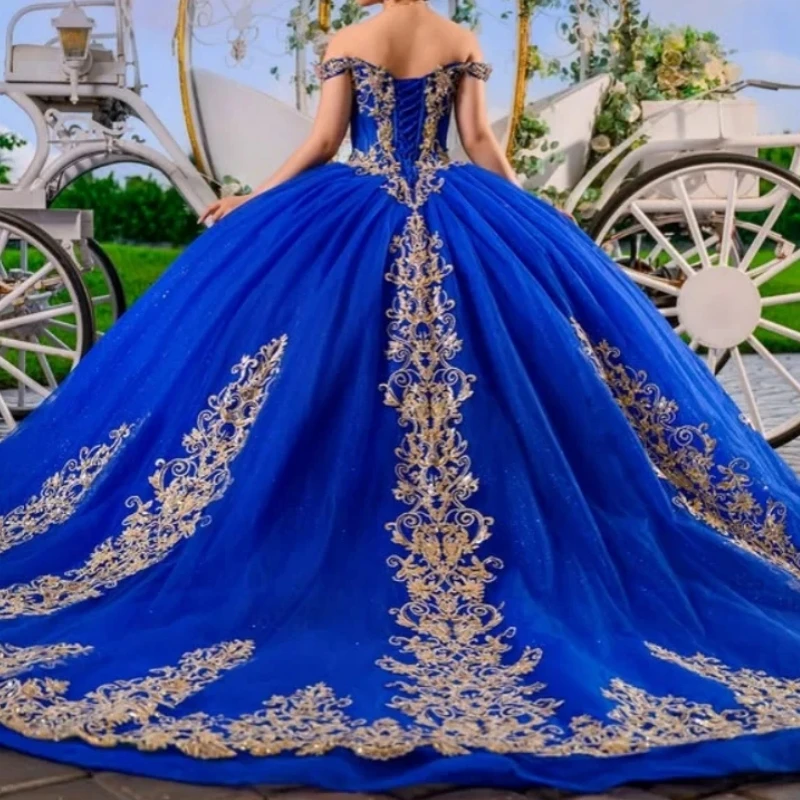 

Luxury Mexican Women Prom Dresses Off Shoulder Sequined Applique Lace Up Birthday Party Vestido 15 16 Quinceanera 2026Customized