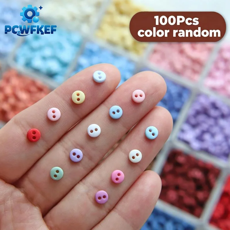[W]100Pcs 3mm Mini Buttons Retro Resin Button For DIY Cartoon Dolls Clothes Shoes Sewing Scrapbooking Card Making Needlework