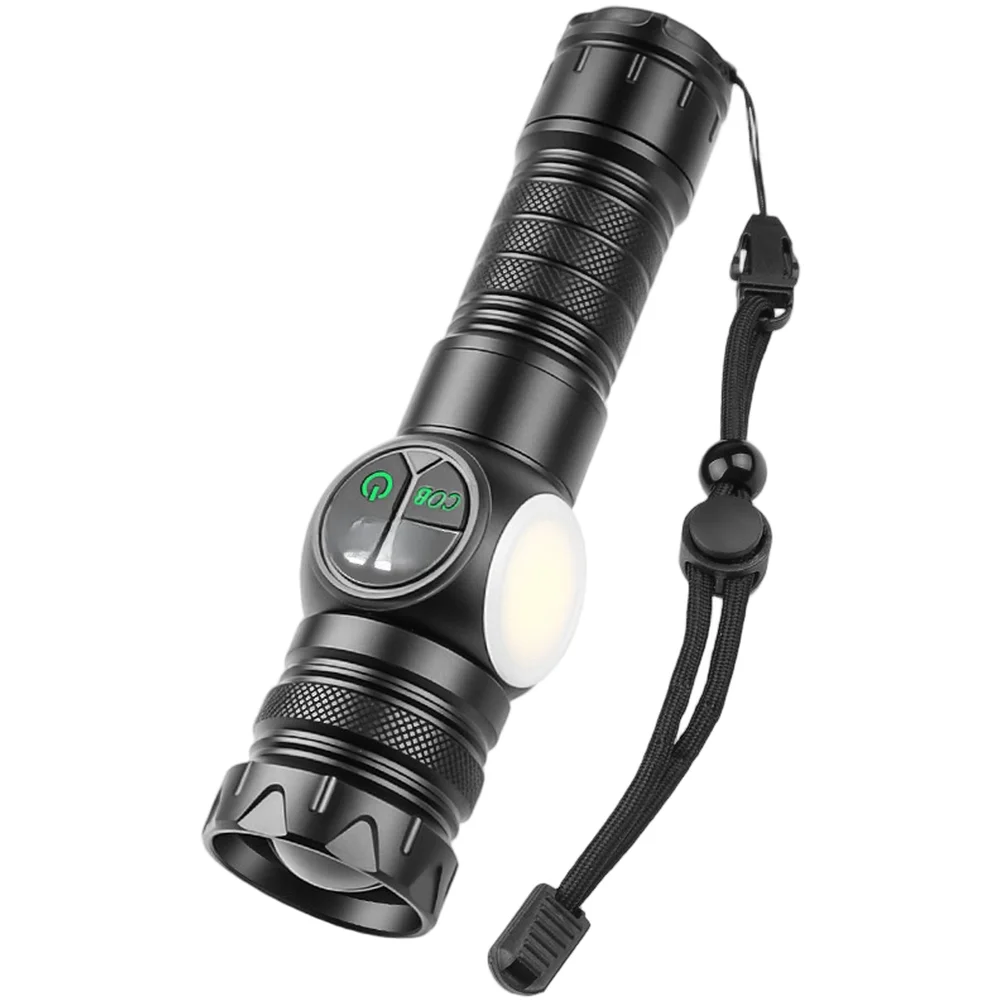 

White Beam Flashlight For Outdoor/Everyday Use 100000 Lumen Zoomable Light With Magnetic Base, Aluminum Alloy Digital Display