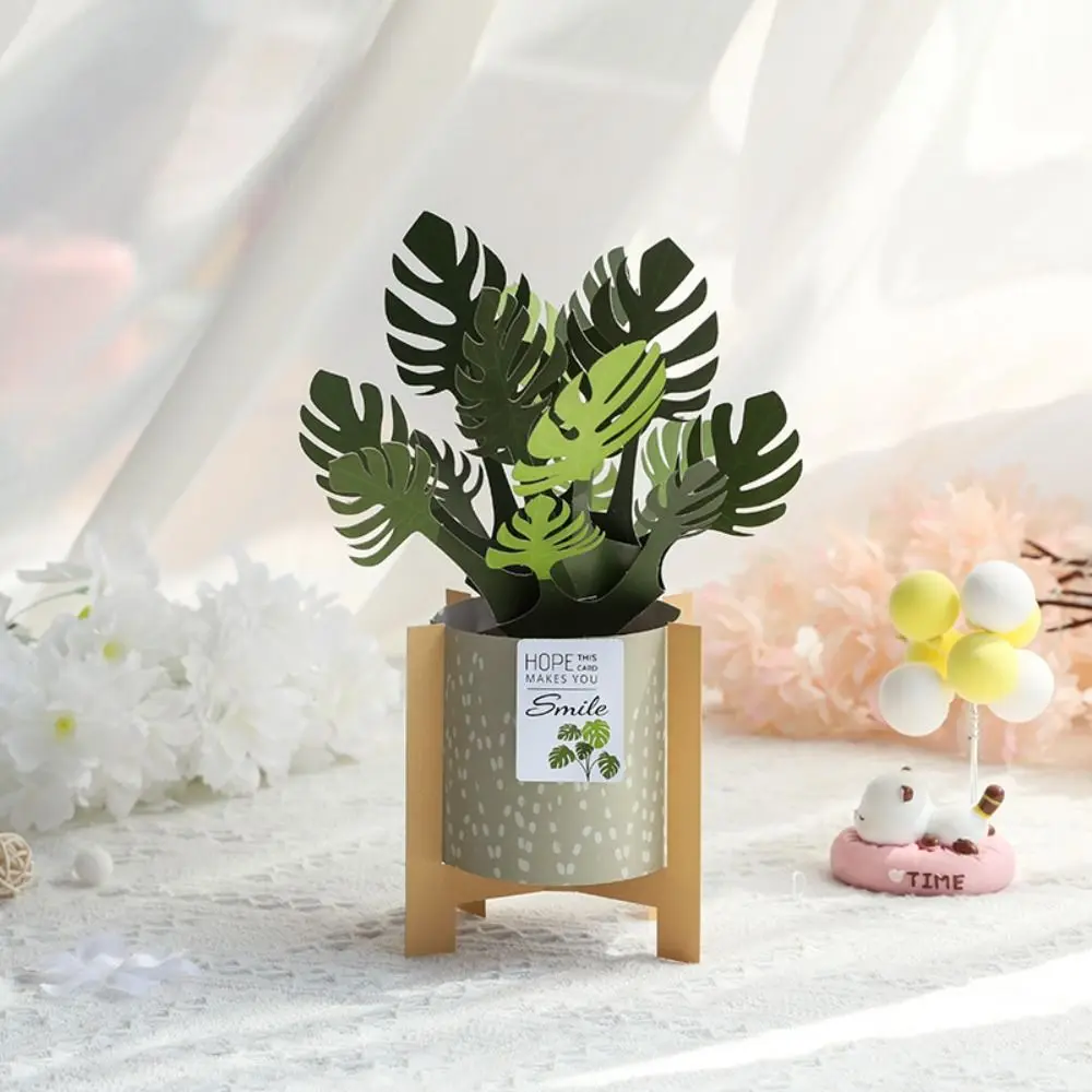 Paper 3D Potted Plant Greeting Card Wishing Elegant Pop Up Greeting Card Handmade Appreciation Card Birthday Gift