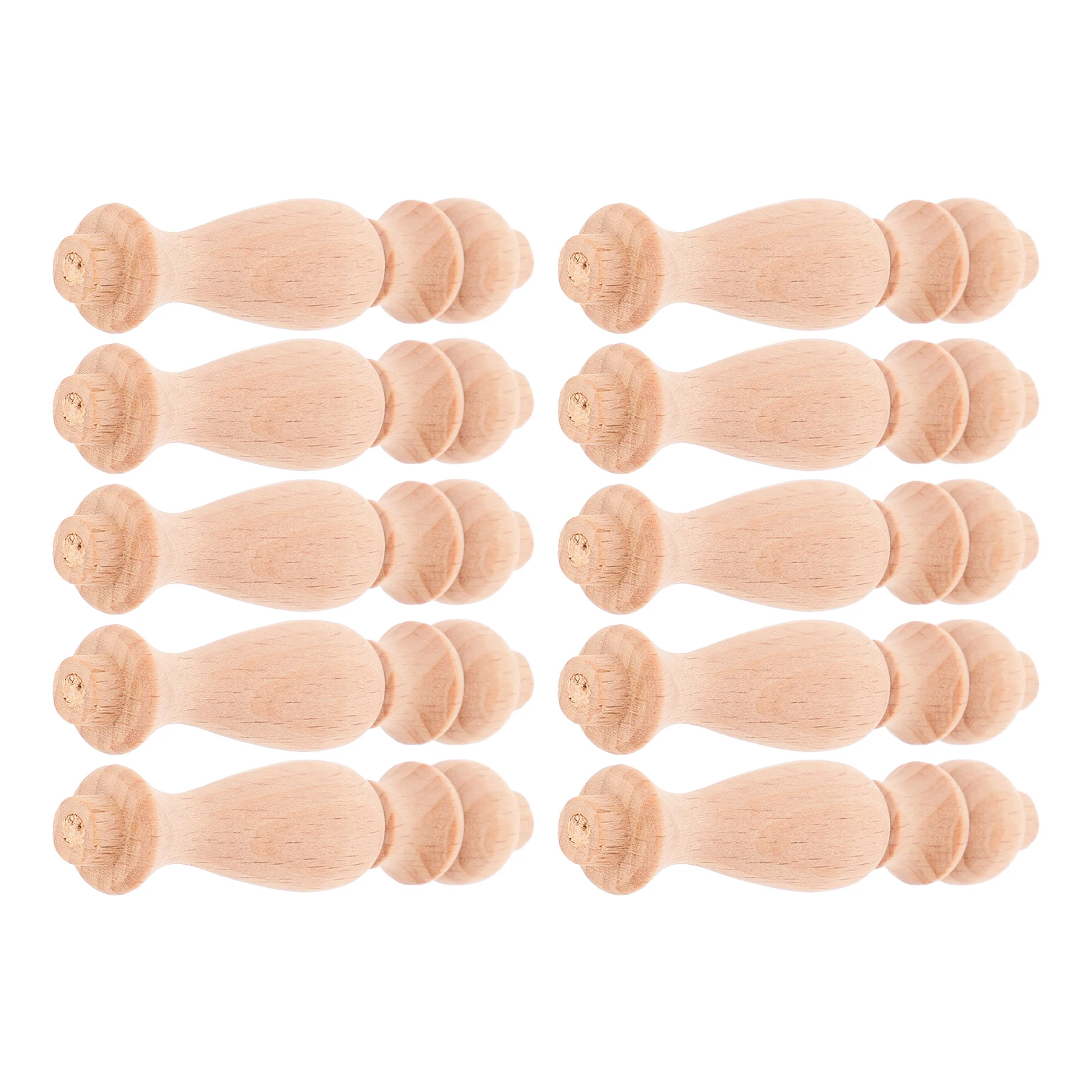

10 Pcs Solid Wood Spindles for Crafting Staircase Indoor Khaki Decorative Balusters Unfinished Wooden Furniture Storage