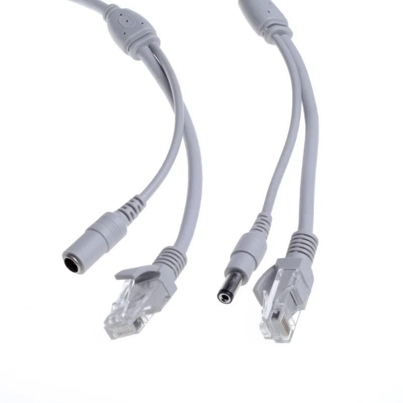 5M/10M/15M/20M/30M Ethernet Cable CAT5/CAT-5e RJ45 + DC Power Gray Cables for IP Network Camera NVR CCTV System