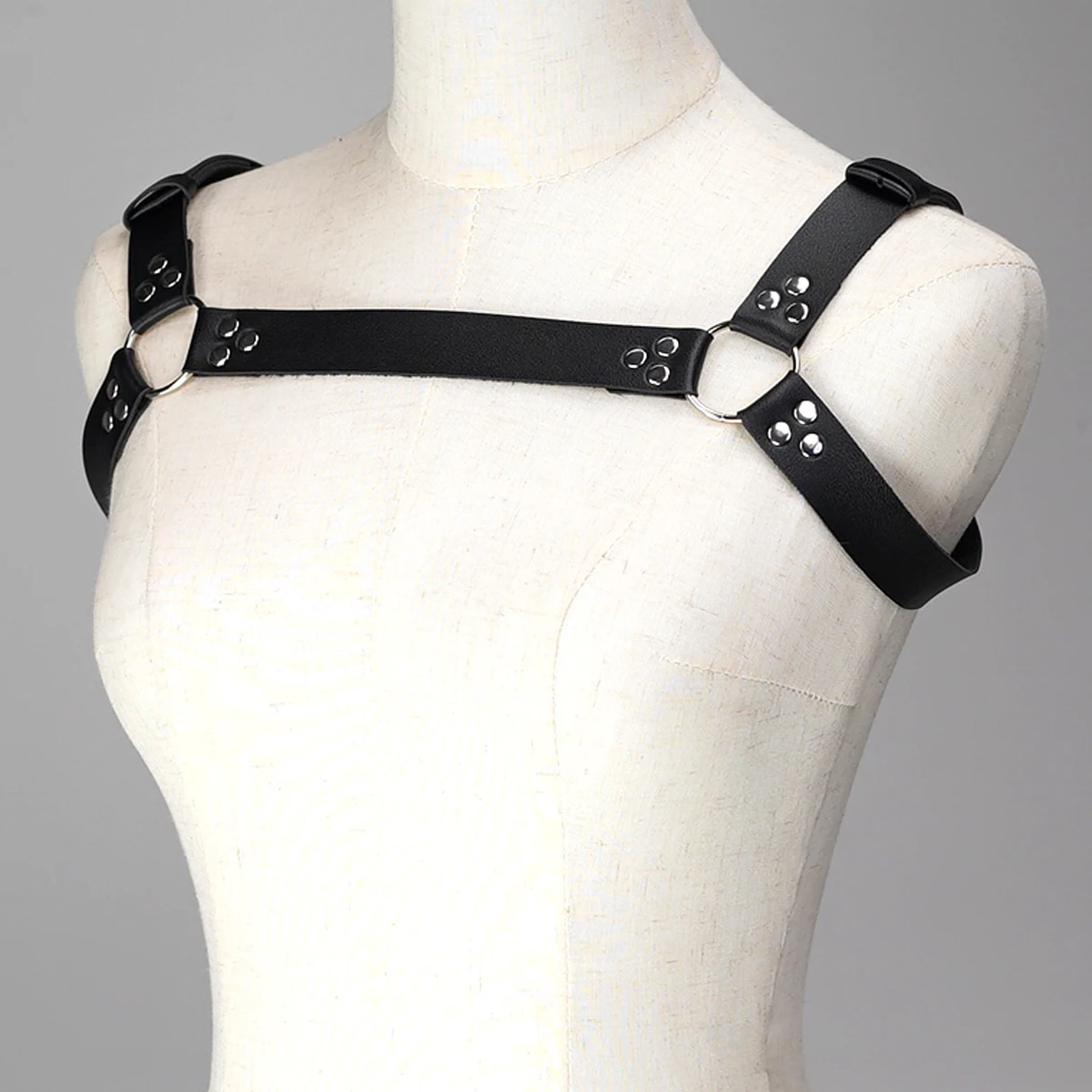 Correa de hombro a la moda para mujer, correa de cuero PU, correa para el cuerpo, correa para el pecho, ropa para parejas, ropa diaria a juego