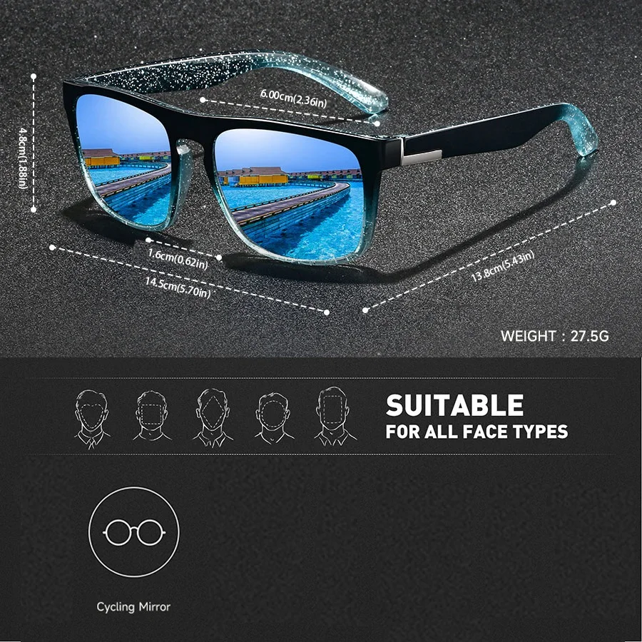 14-teiliges Set Modische Outdoor-Sonnenbrillen mit Quadratischem Rahmen für Männer und Frauen, Geeignet zum Fahren, Angeln und Laufen, Sicherheitsbrillen – Detail 19