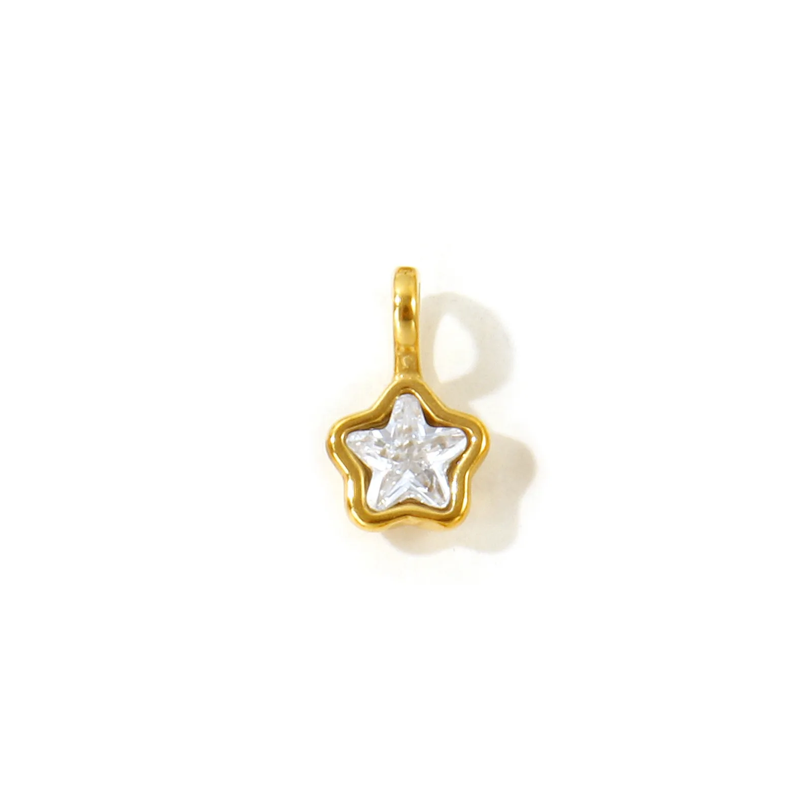 5 Stück Kubische Zirkonia Mini-Anhänger Geometrisches Herz Stern 18K Vergoldeter 304 Edelstahl Anhänger DIY Halskette Schmuck Großhandel – Detail 5