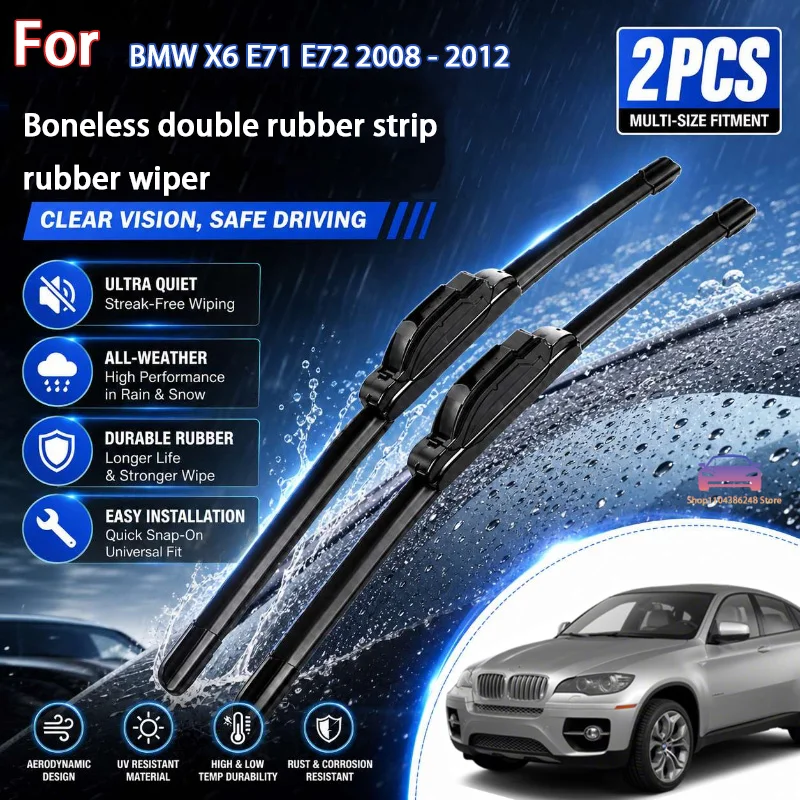 

Front Wiper Blades For BMW X6 E71 E72 2008 - 2012 Windshield Windscreen Clean Window Car Rain Brushes 24"+20" Modification Parts