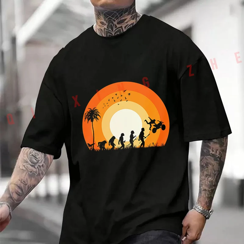 

Evolution Of Motor Cross T-Shirt Moto Cotton Cute Men Clothes Plain Summer Casual Short Sleeve Round Neck T Shirts
