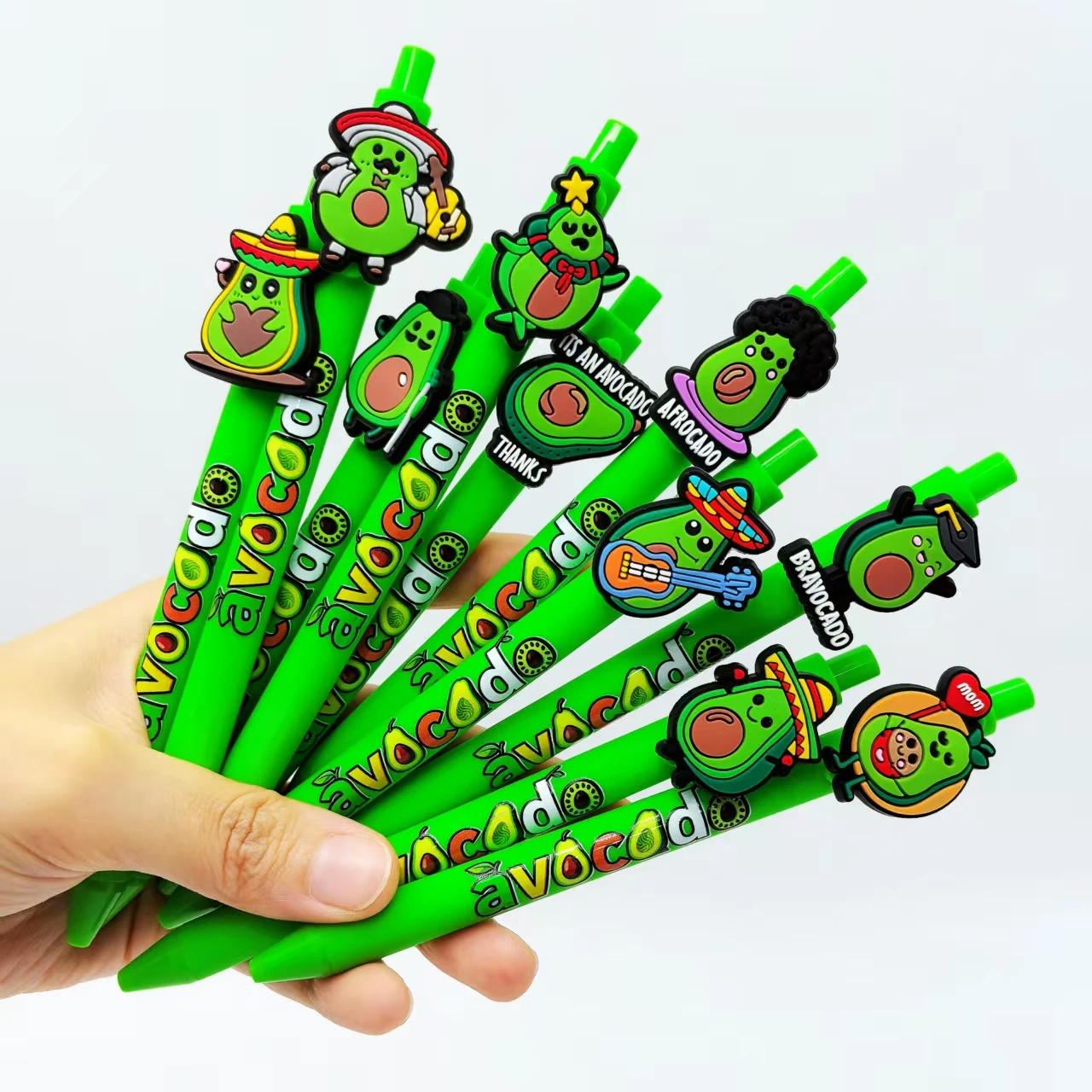

10pcs/20pcs Creative avocado-shaped Ballpoint pen Avocado Press Ballpoint Pen Special writing pen for office and study
