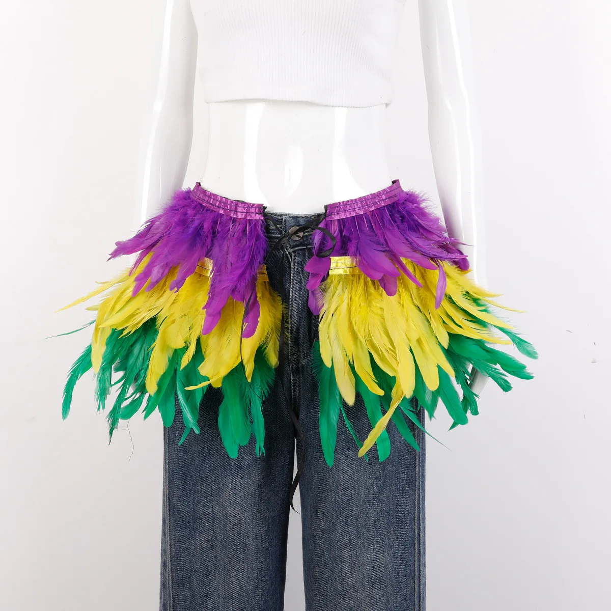 Mardi Gras Feather skirt Halloween costume party mini skirt stage performance props accessories in various colors