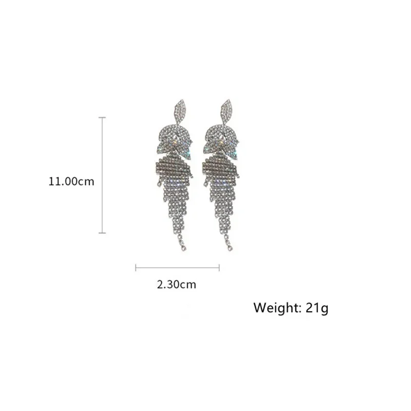 FYUAN Geometric Crystal Earrings Oversize Long Tassel Rhinestone Earrings for Women Luxury Earring Statement Jewelry