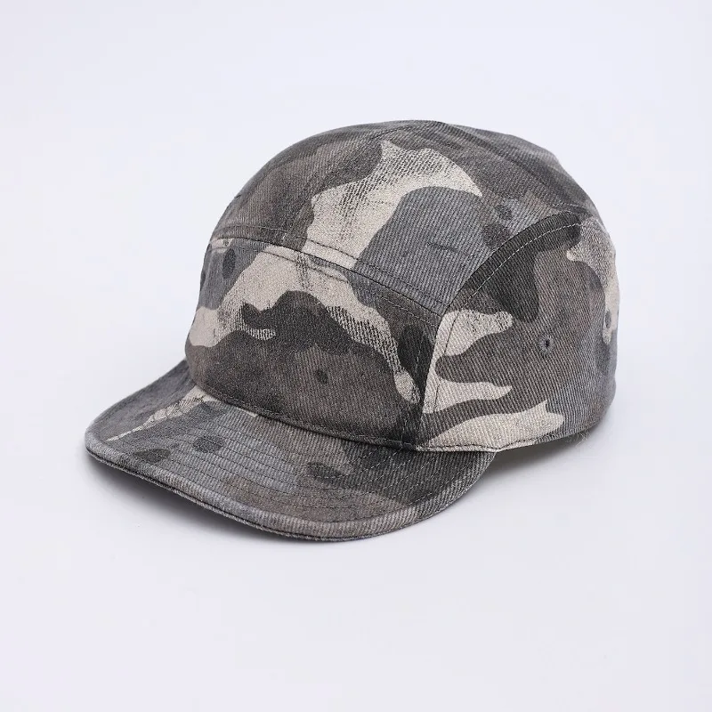 شعار مخصص التمويه شقة حافة الهيب هوب قبعة الرجال والنساء الربيع والخريف في الهواء الطلق ظلة خمسة لوحة قصيرة حافة قبعة بيسبول #4