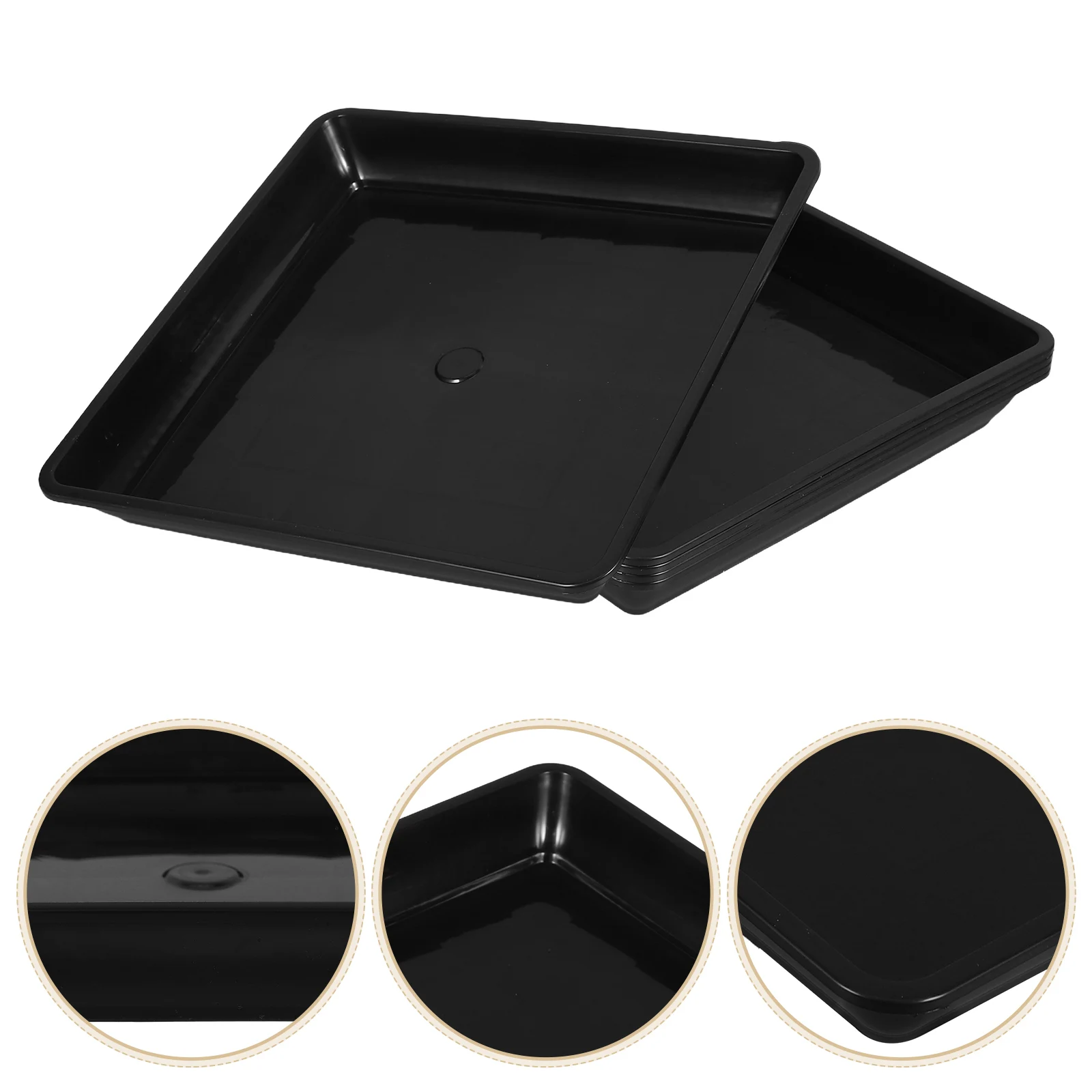 

5pcs Flower Pot Tray Square Large Plastic PP Material Heat Resistant Sturdy Durable Drainage Base for Indoor Garden Bonsai