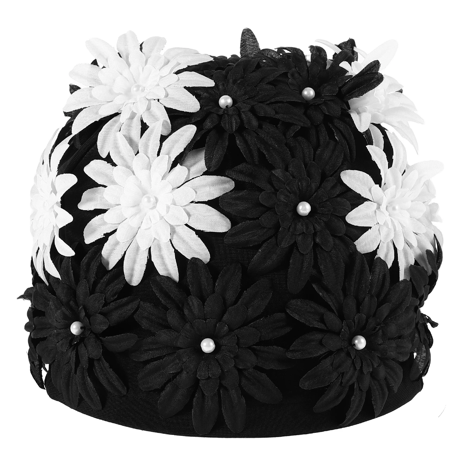

Floral Swim Cap Women Reusable Embroidered Bathing Hat Stylish Waterproof Swimming Cap for Pool Party Long Hair