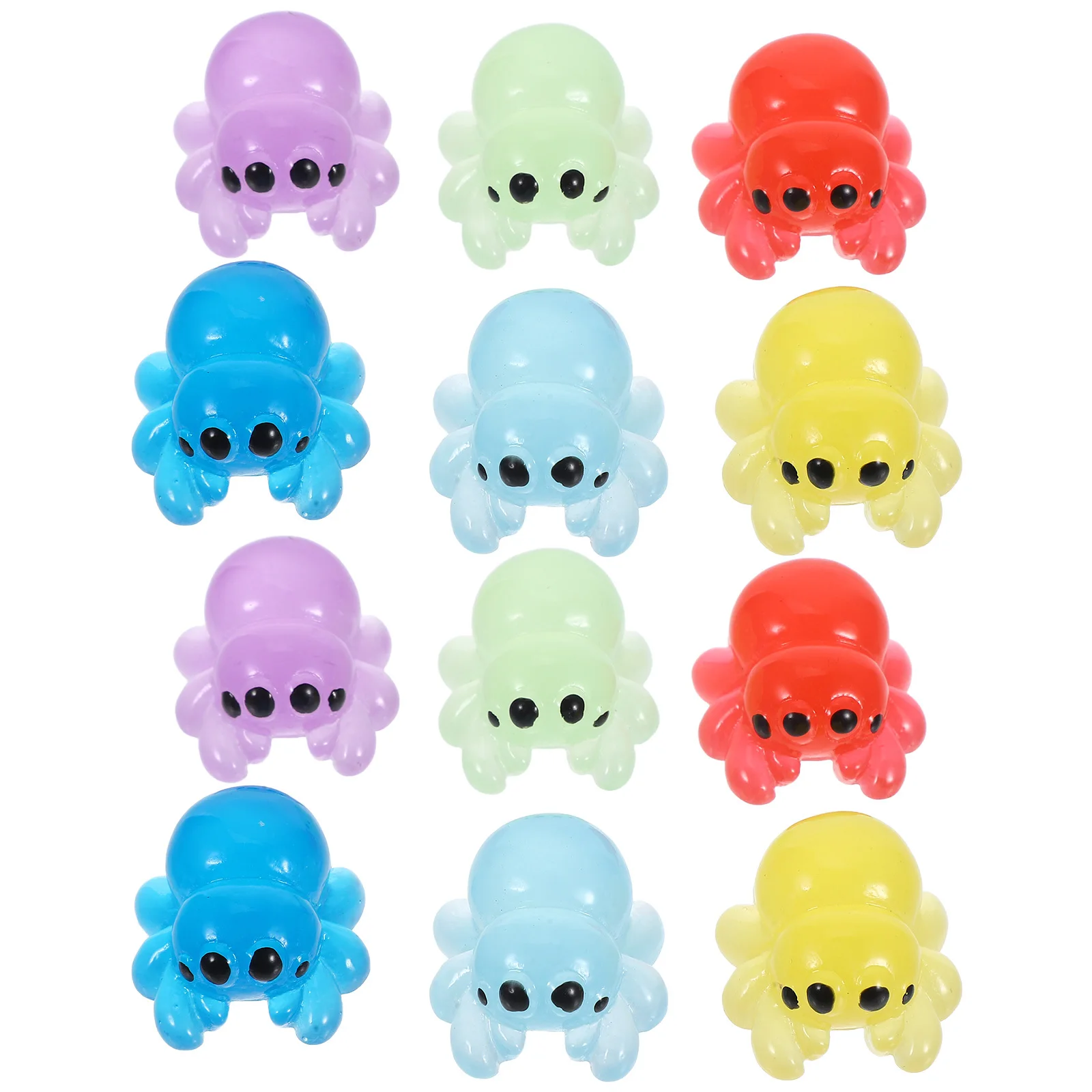 12 قطعة المشهد الصغير يتوهج في الظلام العناكب تماثيل راتينج صغيرة هالوين حديقة مكتب الديكور DIY بها بنفسك العناكب للحرف اليدوية #3