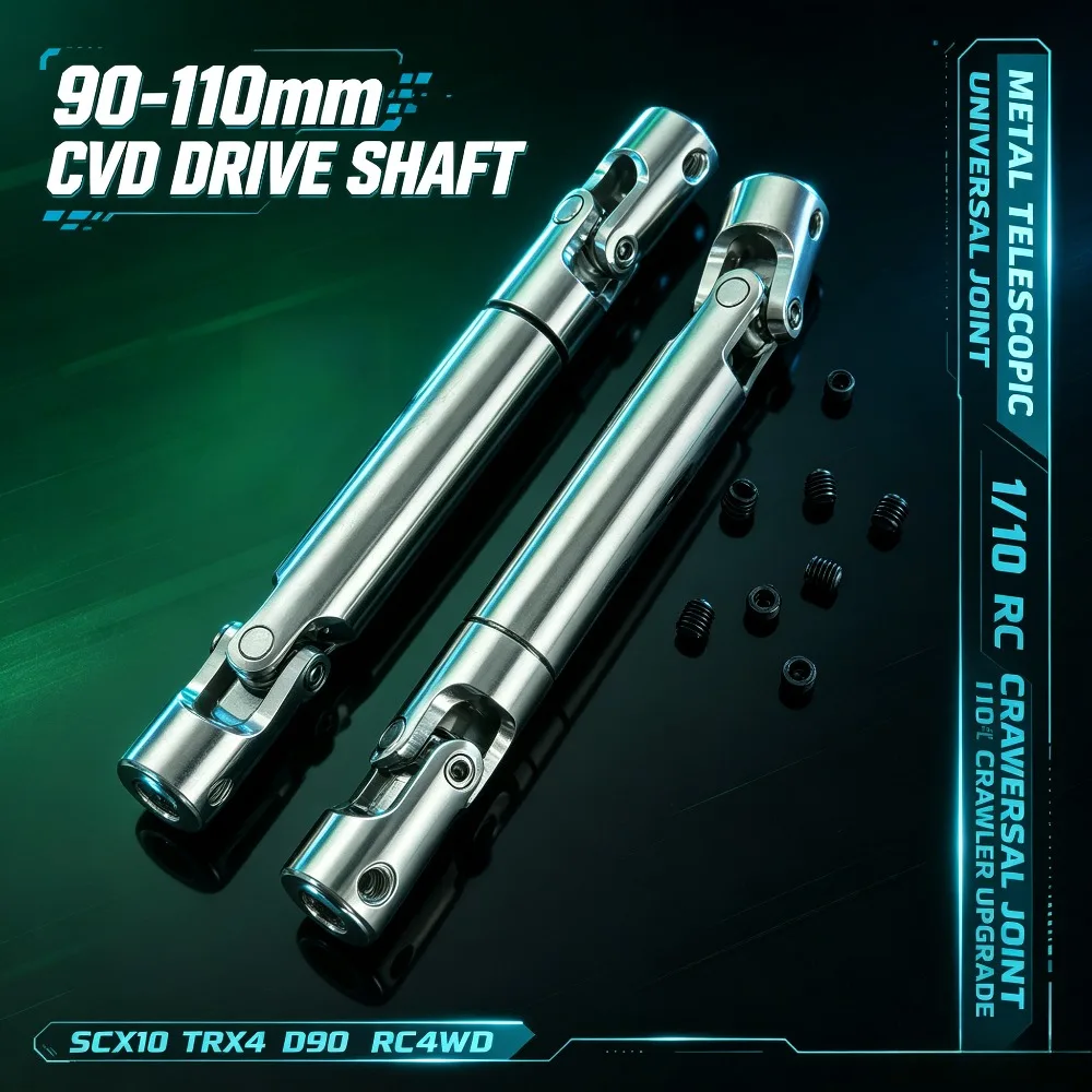 90‑110mm CVD Metal Telescopic Drive Shaft Universal Joint for 1/10 RC Rock Crawler SCX10 TRX4 D90 RC4WD Upgrade Parts