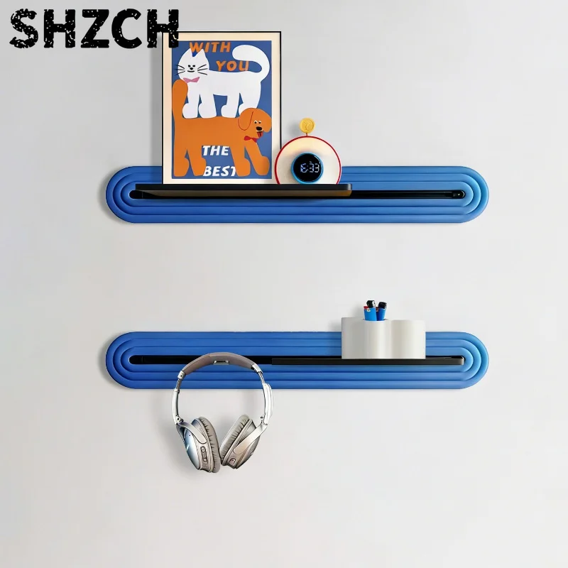 Dopamine Style Wal Storage Rack Creamy Cartoon Display Shelf Unique Background Wal Organizer Aesthetic Space Saving Furniture