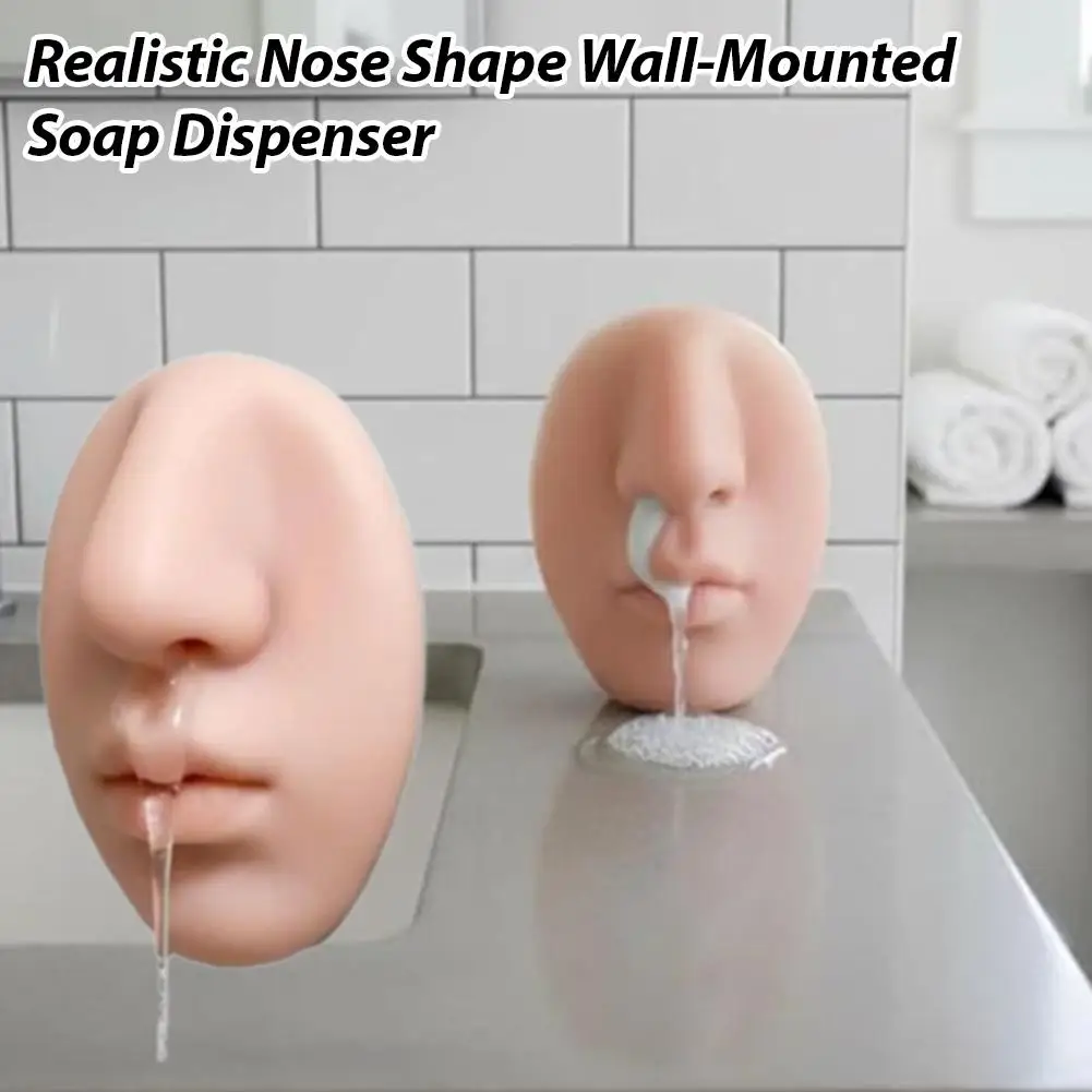

Realistic Nose Shaped Wall Mounted Soap Machine, Fun Silicone Nose Soap Machine For Bathrooms Kitchens C1R4