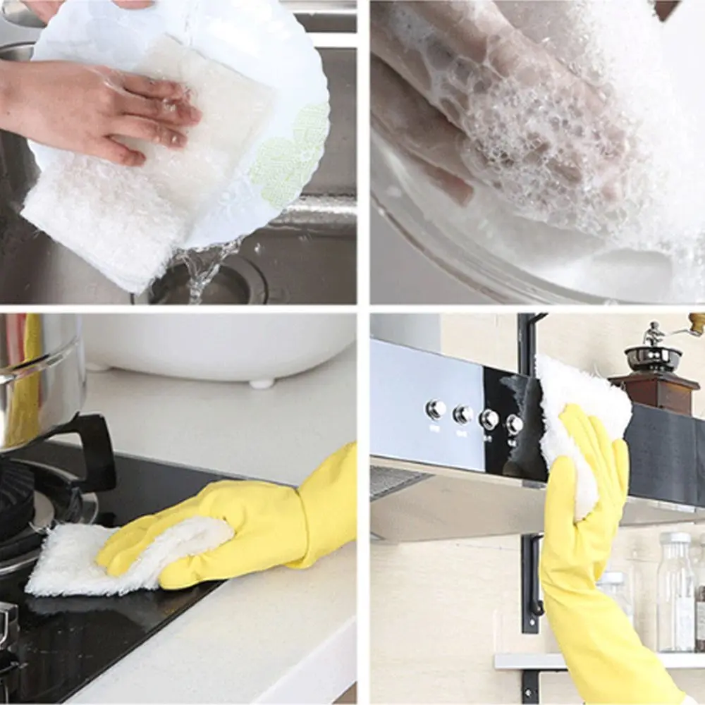 5pcs Absorbent Cleaning Tool Rags Anti-oil Kitchen tools Dish Towel Wiping Rags Bamboo Fiber