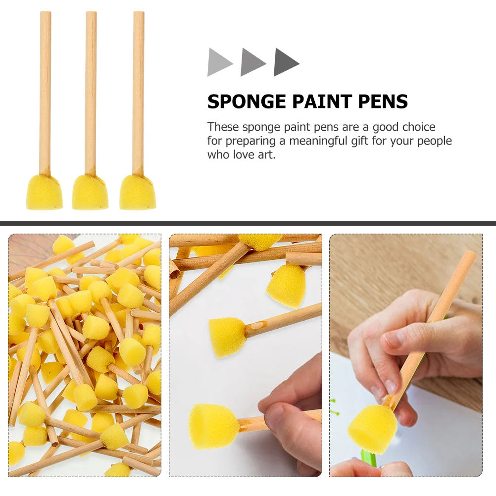 12 Pcs Paint Small Sponge Brush with Wooden Handle Dad Rollers Kitchen Dispenser 850X150X150CM Yellow