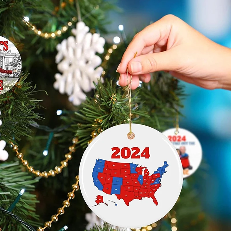 US Election Map Ornament 2024 Acrylic 2024 Election Results Map President Won Again Election Christmas Tree Decoration