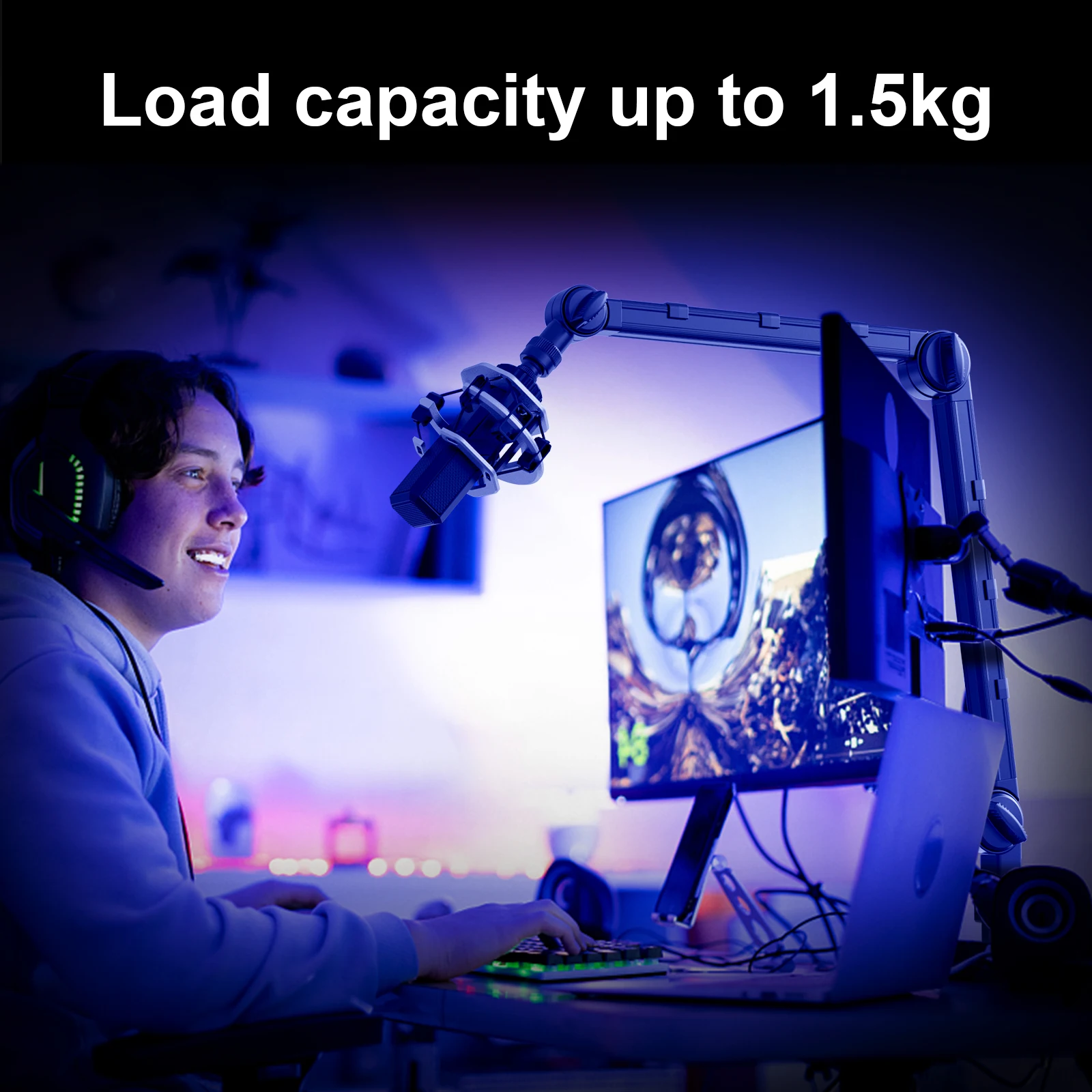 Vijim LS25 حامل ميكروفون للتمديد المعادن تعليق مقص حامل ذراع كاميرا الهاتف ملء ضوء سطح المكتب Mic حامل قصاصة ترايبود