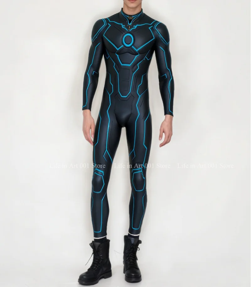 الرجال كول سايبربانك المستقبل الخيال العلمي روبوت درع ارتداءها هالوين كرنفال حفلة تأثيري حلي مقاتلة تمتد الجوارب بذلة #2