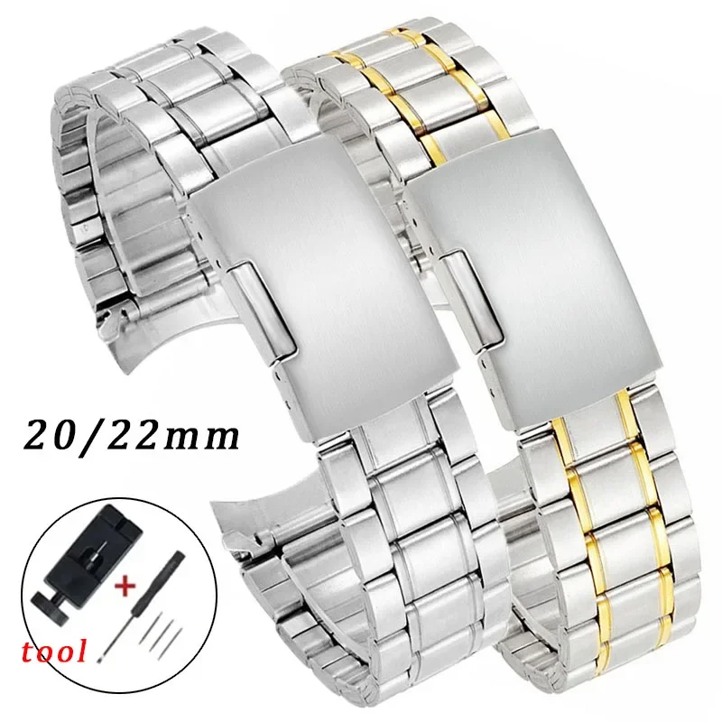 Stainless Steel Band 20mm 22mm Straps Curved End Metal Bracelet Universal Replacement Wristband for Seiko Belt for Man Woman