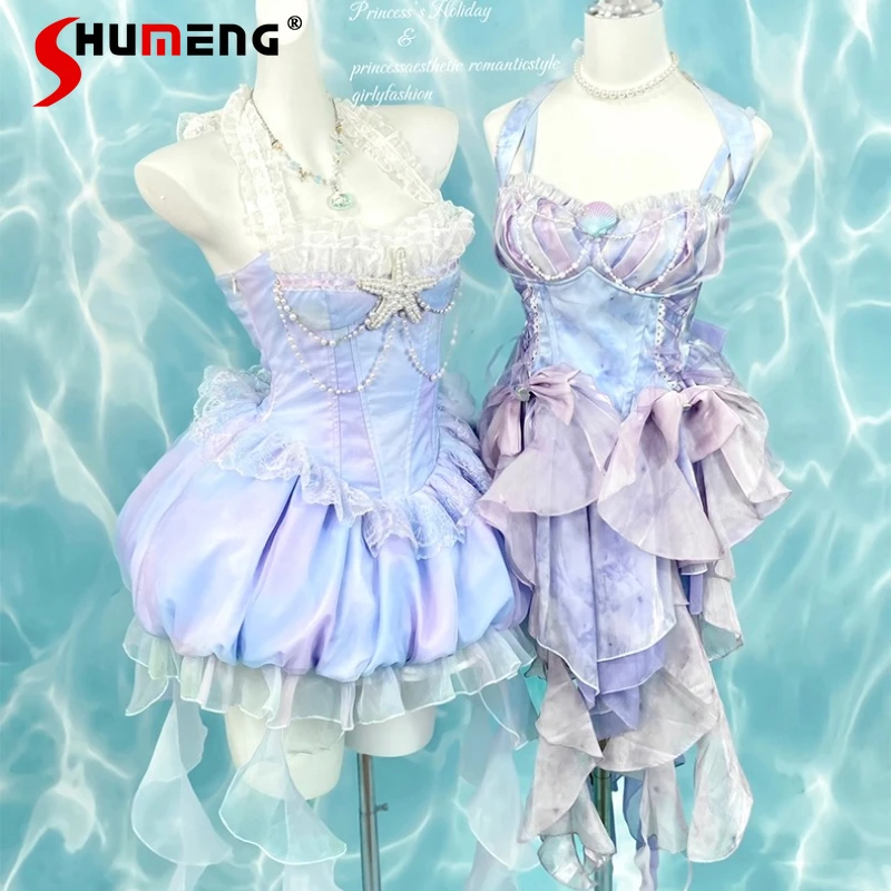 

Halter Neck Slimming Elegant Flower Bud Dress Beach Atmosphere Summer Vacation Pure Desire Island Style Sweet Cute Chic Dresses