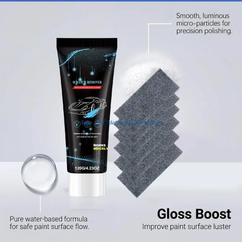 P9FD Parking Paint Cleanup for Car Finish with Repair Paste Tube and 6 Wipe Cloths, Wipe-On Scratch Care Set for Daily Finish
