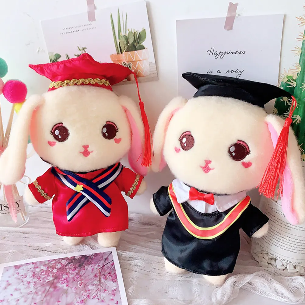 

1Pcs Adorable Graduation Outfit Rabbit Cotton Animal Soft Squeeze Hug Comfort Companion for Students Adults Kids Home Office