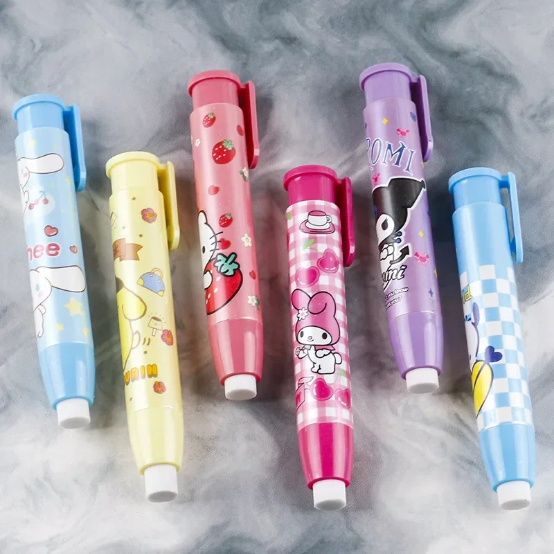 Sanrio Hello Kitty Cinnamoroll push-on eraser for girls, cute cartoon eraser for elementary and middle school students to learn