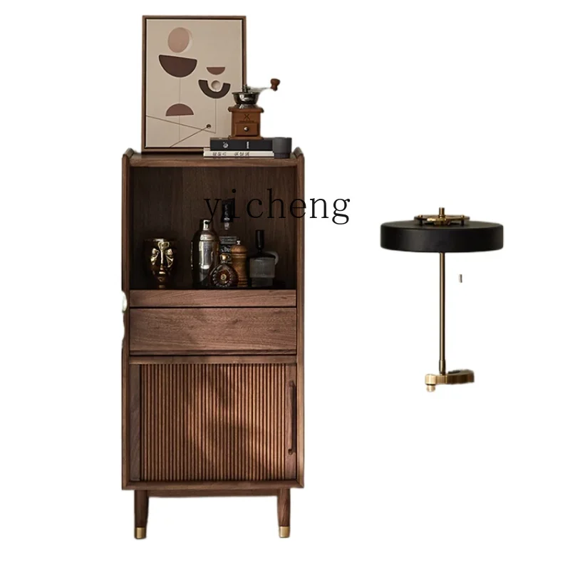 

ZC Solid Wood TV Side Cabinet Modern Minimalist Living Room Chest of Drawers Clothes Closet Bedroom Light Luxury Locker