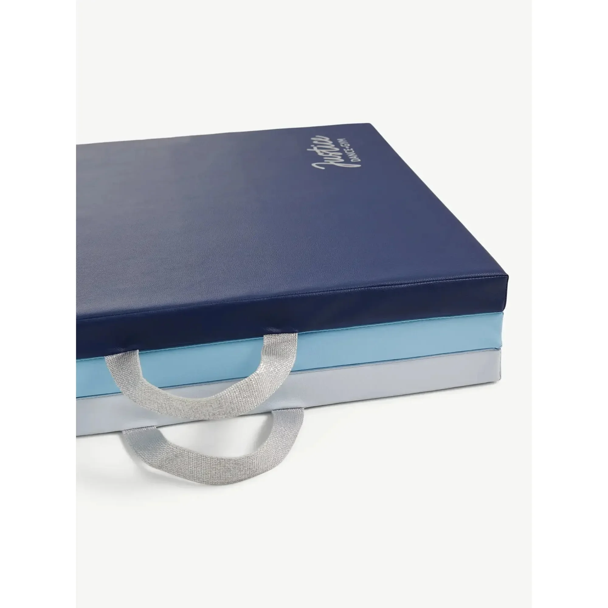 휴대용 손잡이가 있는 6피트 3단 접이식 체육 매트, 두께 1.5인치, 어린이 체조 및 가정 운동용 멀티 컬러 블루