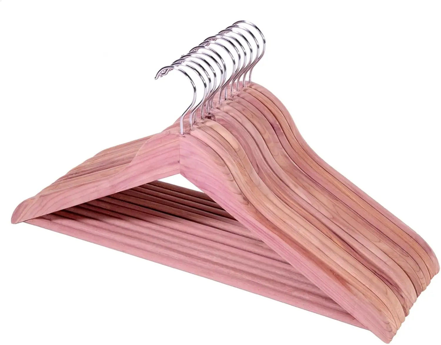 

12 Pack Solid Cedar Wooden Hangers with Swivel Hook, Smooth Surface and Natural Scent for Closet Refresh