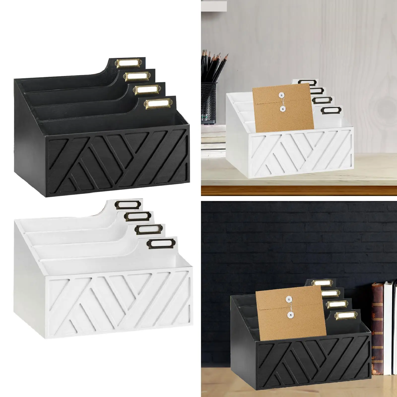 

Mail Organizer Countertop Rack Letter Sorter for Office Document Desktop