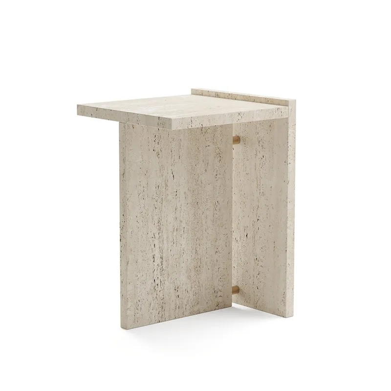 Nordic new style living room side tables square natural stone travertine natural marble wholesale customized side table