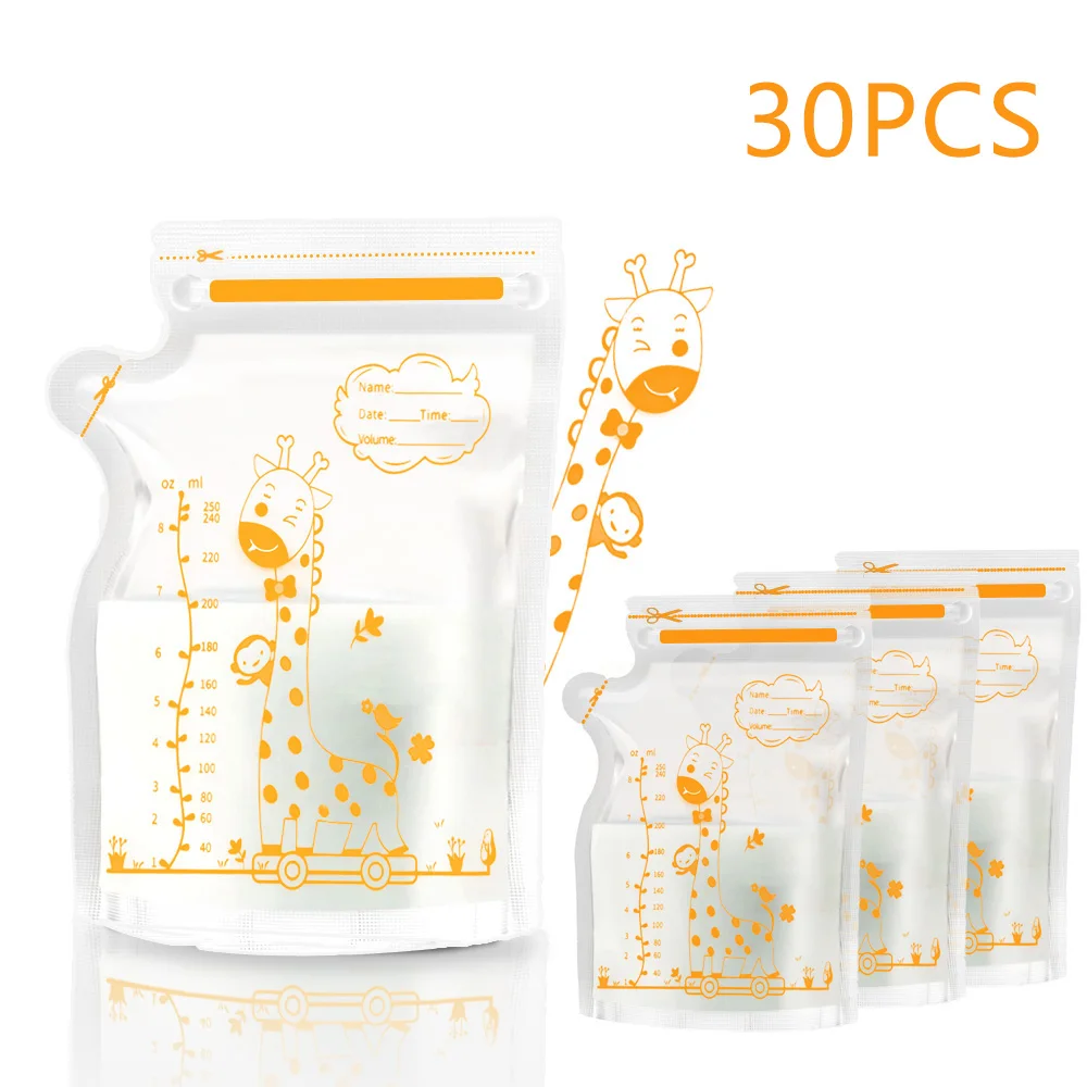 30/60 Pack 250 ml BPA Gratis Melk Opbergzakken Veilige Moedermelk en Babyvoeding Diepvrieszakken voor Gemakkelijk Voeden