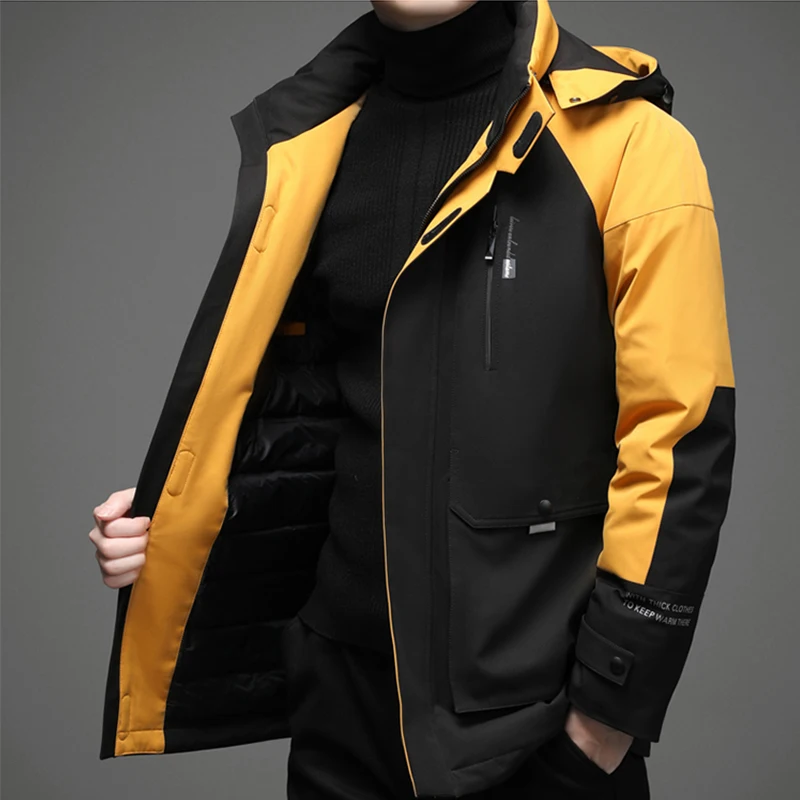 Quality Winter 90% White Duck Down Jacket Casual Outdoor Hooded Removable Warm Down Coats Zipper Tops Parkas Large Size Clothing