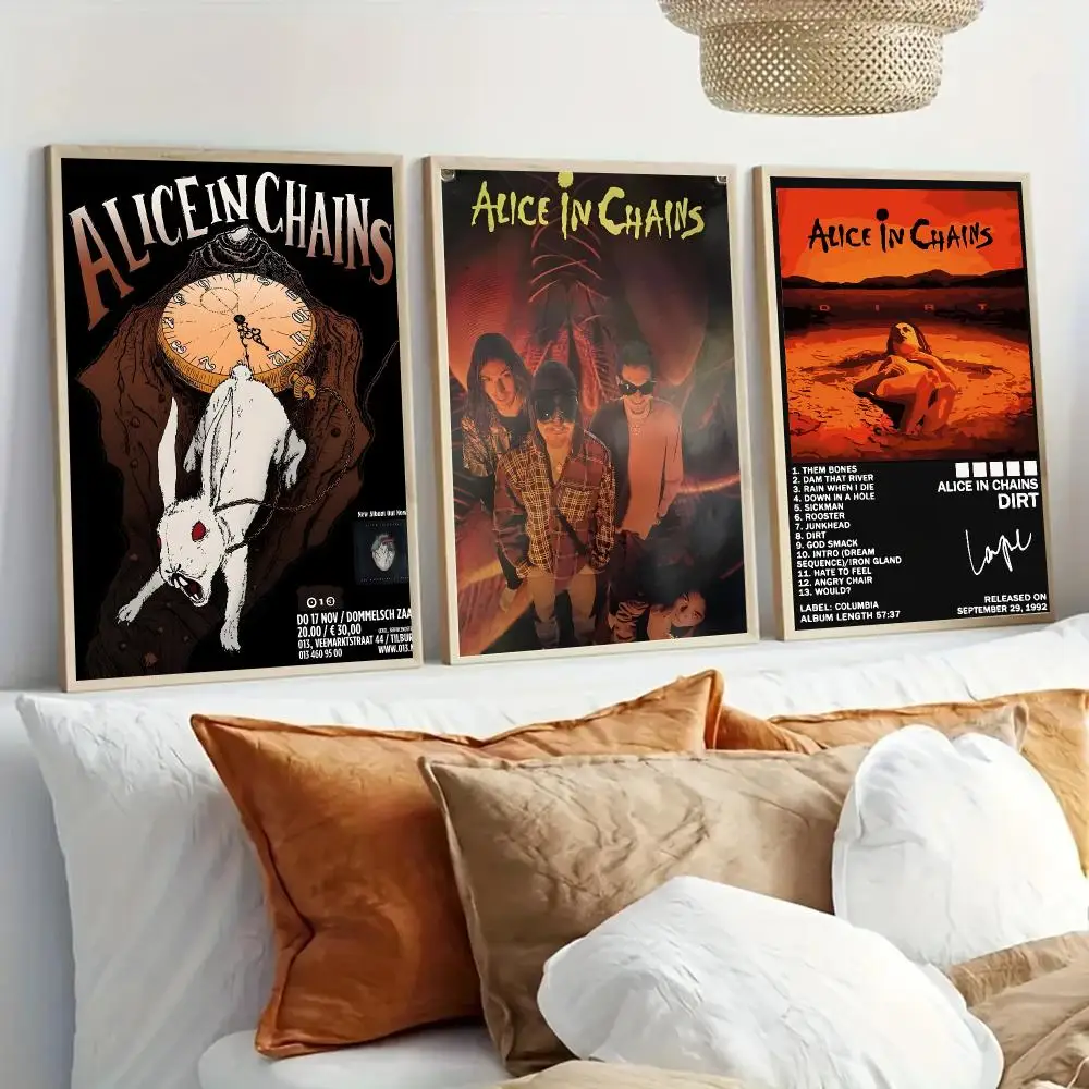 A-Alice in C-Chains Band Poster Modern Home Living Bedroom Bar Hallway Waterproof Wall Art Aesthetic Decor