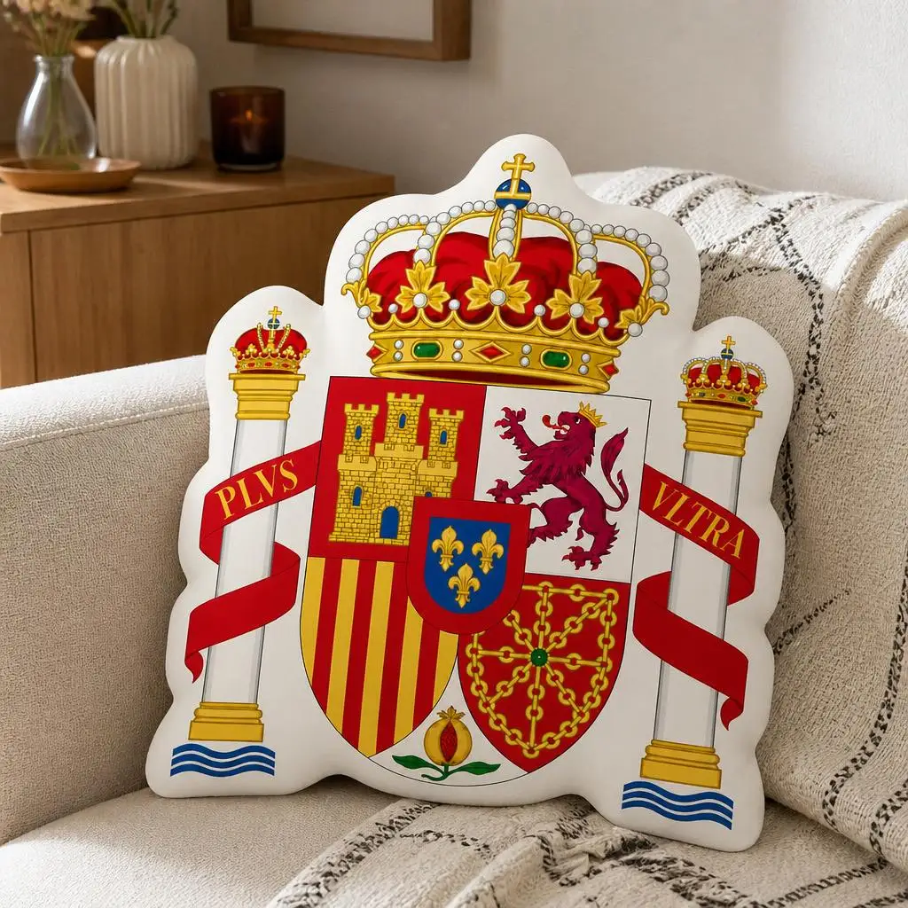 Spain Spanish Heraldry Royal Coat Of Arms Plush Pillow Cushion Irregular Stuffed Throw Pillow Home Decor Gift Sofa Bed Couch