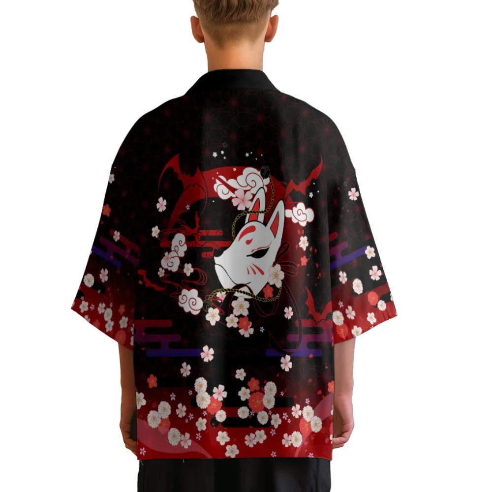 

Japanese Samurai Clothes Fox Kimono Summer Men Hawaiian Shirt Beach Cardigan Yukata Women Clothes Fashion Haori Bathrobes