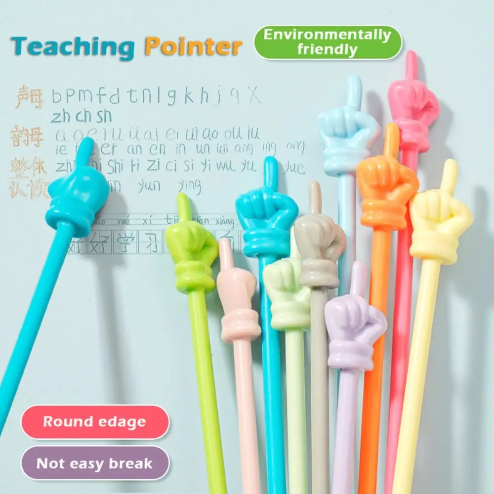 10pcs Simple Macaron/Transparent Teaching Stick Finger Design Handheld Reading Sticks Whiteboard Pointer Students