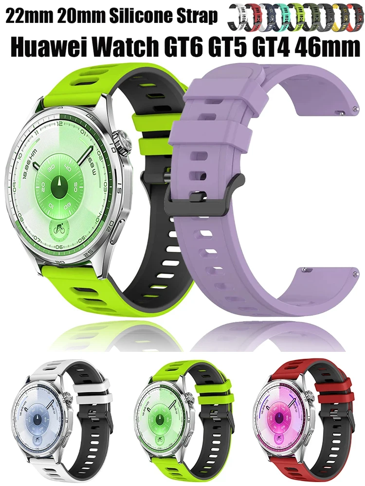22mm 20mm Silikonarmband für Huawei Watch GT6 GT5 GT4 46mm Ersatz Komfortables Band für Huawei Watch GT6 Pro/5 4 Pro Zubehör – Detail 1