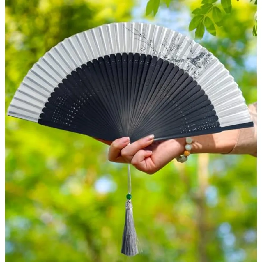 Hand Fans for Women Foldable, Folding Fan with Bamboo Ribs and Silk Fabric, Chinese Fan for Party, Dancing, Wedding, Decoration