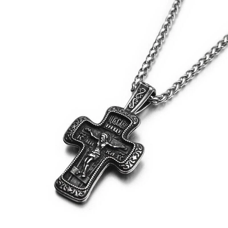 

SAIYE Men's Russian Orthodox Cross Pendant Necklace Stainless Steel Jewelry 316 Fashion Jewelry Titanium Steel Wholesale