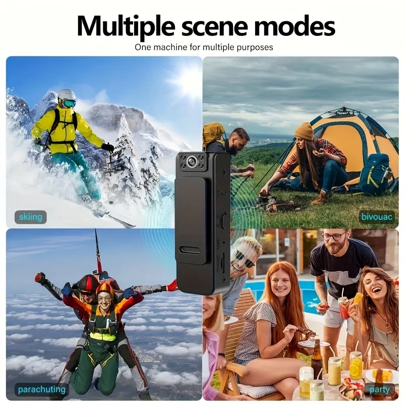 كاميرا صغيرة محمولة 1080P HD فيديو رقمي صغير واي فاي الأشعة تحت الحمراء للرؤية الليلية مسجل الرياضة في الهواء الطلق ركوب الخلفي كليب الكاميرا #2