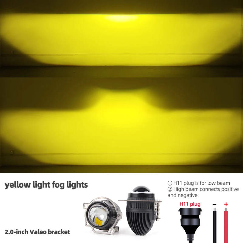 Für Ford Toyota Auto Led Scheinwerfer 12v 2 Zoll Nebel Licht Objektiv HD Glas IP67 Wasserdicht Weiß Gelb 6000K 3000K Mini Nebel Lampe 2,0