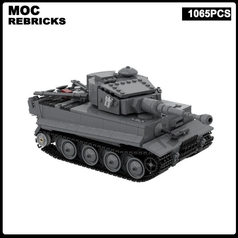 MOC-40124 tanque pesado militar alemán, vehículo de tigre, modelo de bloques de construcción, ladrillos originales, juguetes, regalos de colección para niños